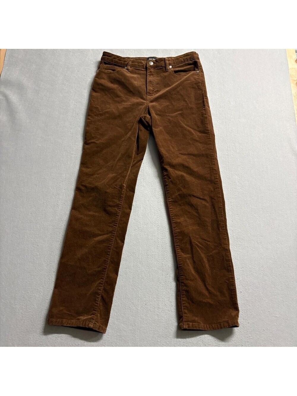Well Worn Corduroy Pants Womens 10 Brown Stretch Straight Leg Mid Rise Casual